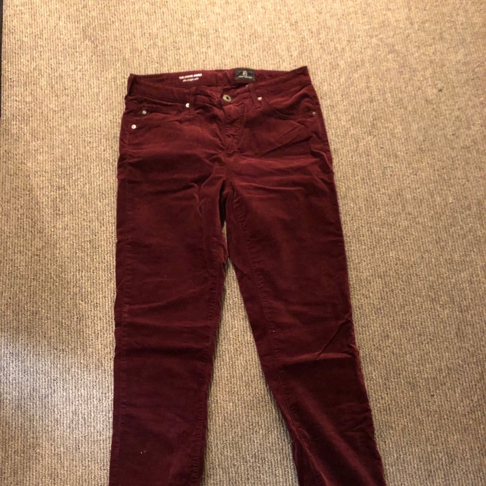 AG Maroon Velvet Pants